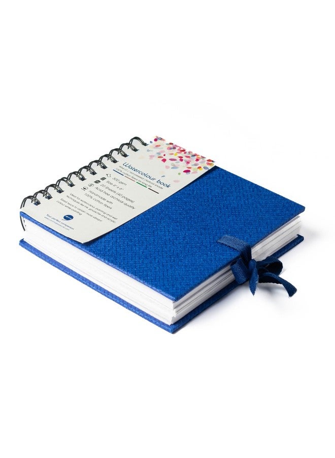 كوما دفتر رسم بالألوان المائية من كوما | 6 بوصات × 6 بوصات | 300 غرام/متر مربع | دفتر رسم بسلك حلزوني | مضغوط ساخناً | لون طبيعي | 100% ألياف قطنية (أزرق ملكي) - Image 2